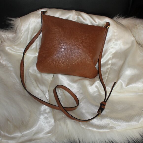 Polo Ralf Lauren shoulder cross body brown  lined travel bag 7.5"x8.5" - Picture 4 of 8